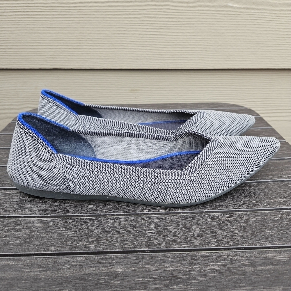 Rothy’s The Point Shoes Cloud Grey Slip On Pointed Toe Ballet Flats Womens 8.5